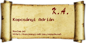 Kopcsányi Adrián névjegykártya